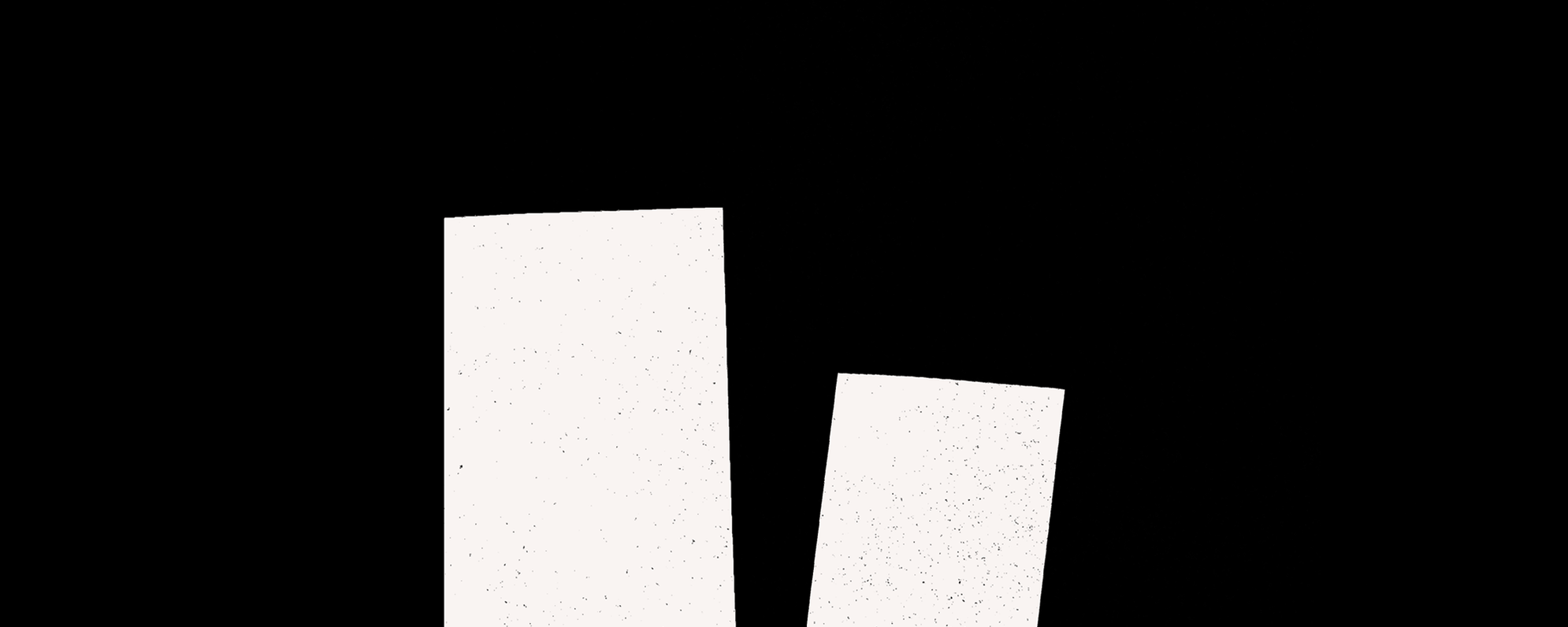 Two white rectangles on a black background