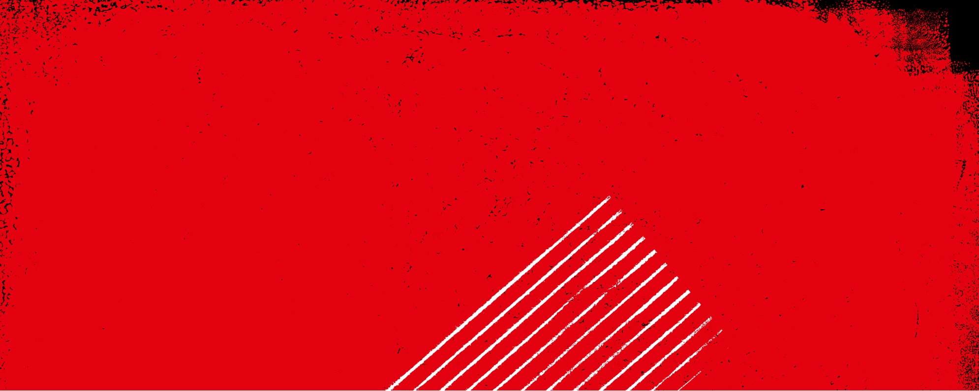 A red block of colour fading to black at the edges, with diagonal white lines representing the lines of a notebook printed at the bottom.