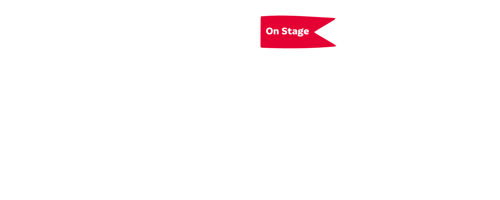 White overlay text which reads Macbeth Workshop 14-18 years with red flag which reads On Stage.