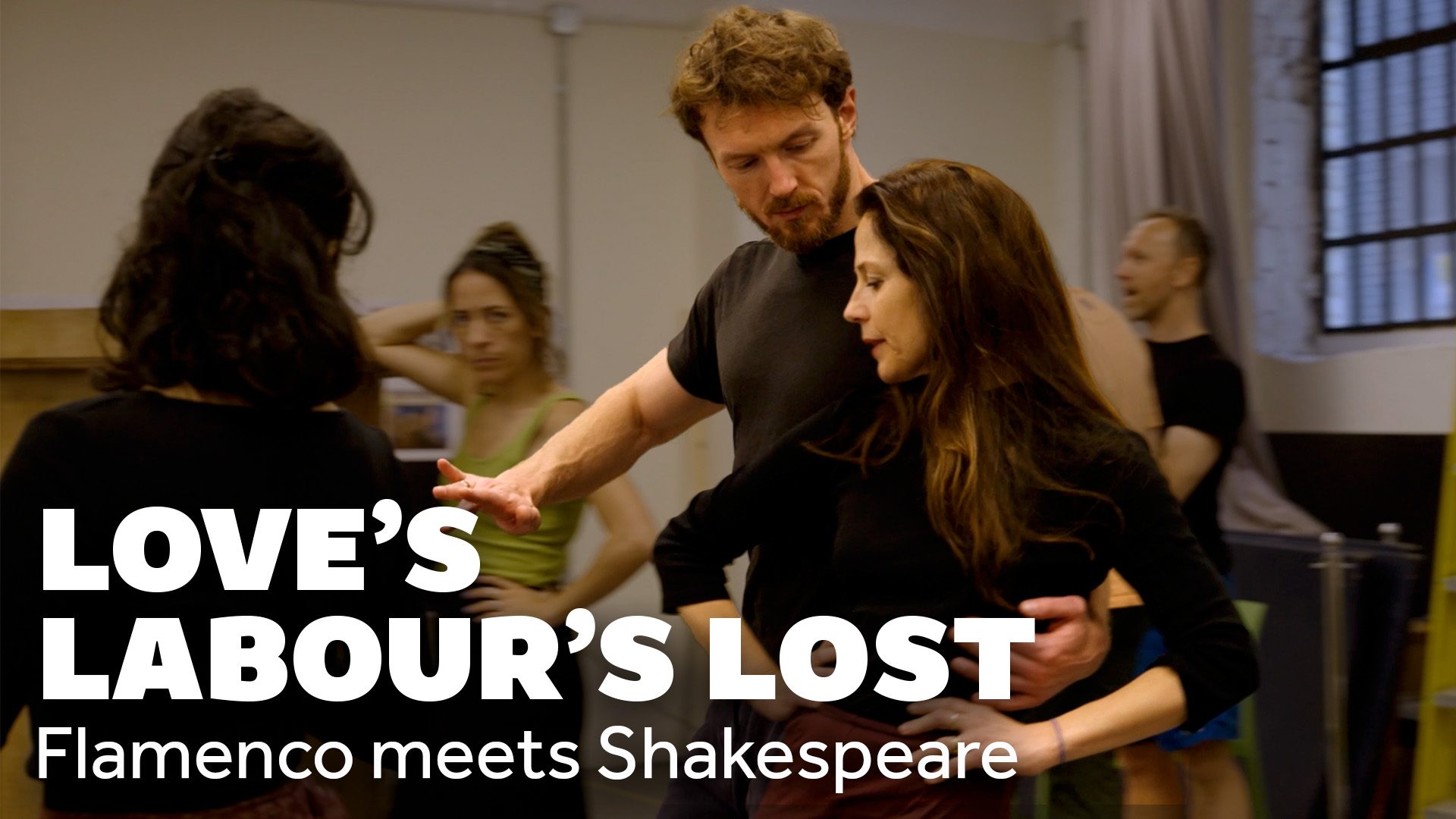 Love's Labour's Lost in Rehearsals. Flamenco meets Shakespeare. People rehearsing a dance in a rehearsal room.