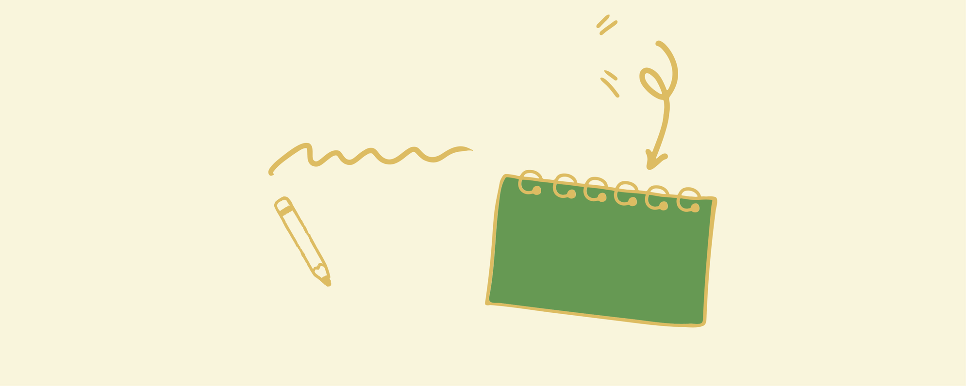 Illustration of a notepad and pen.