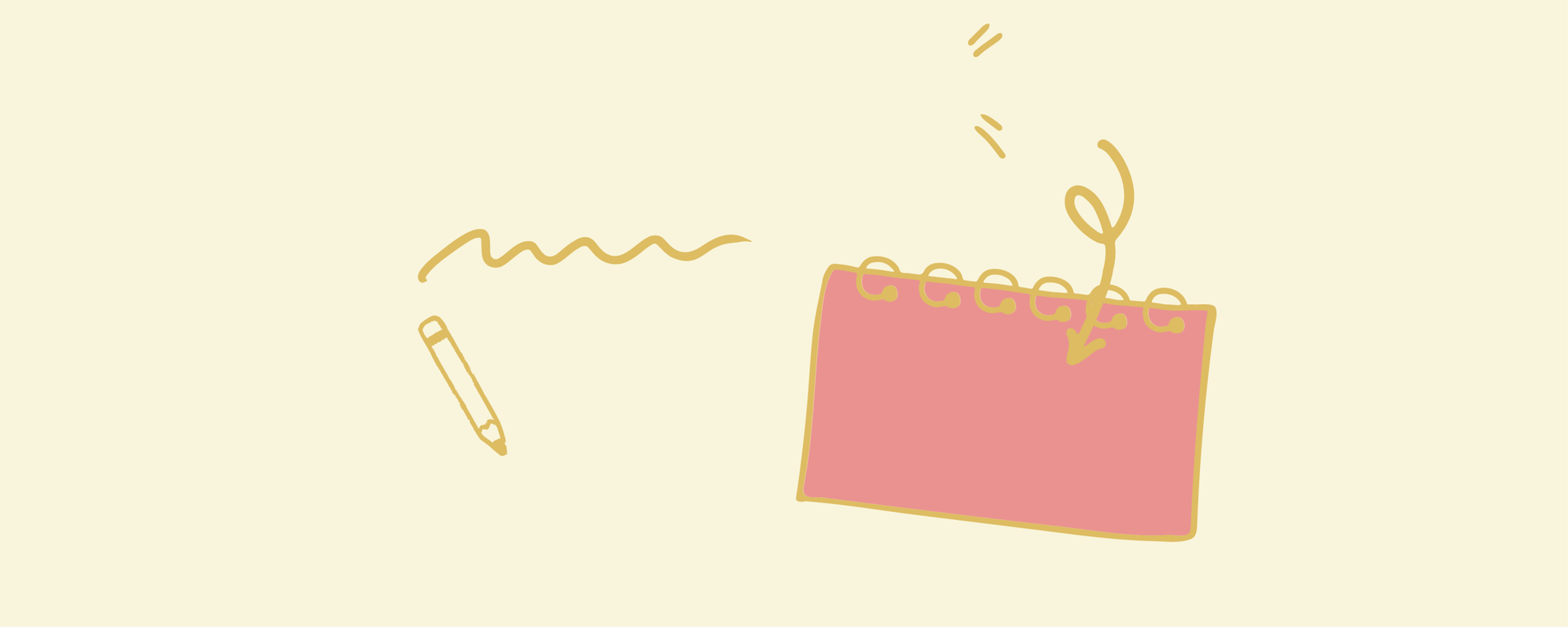 Illustration of a notepad and pen.