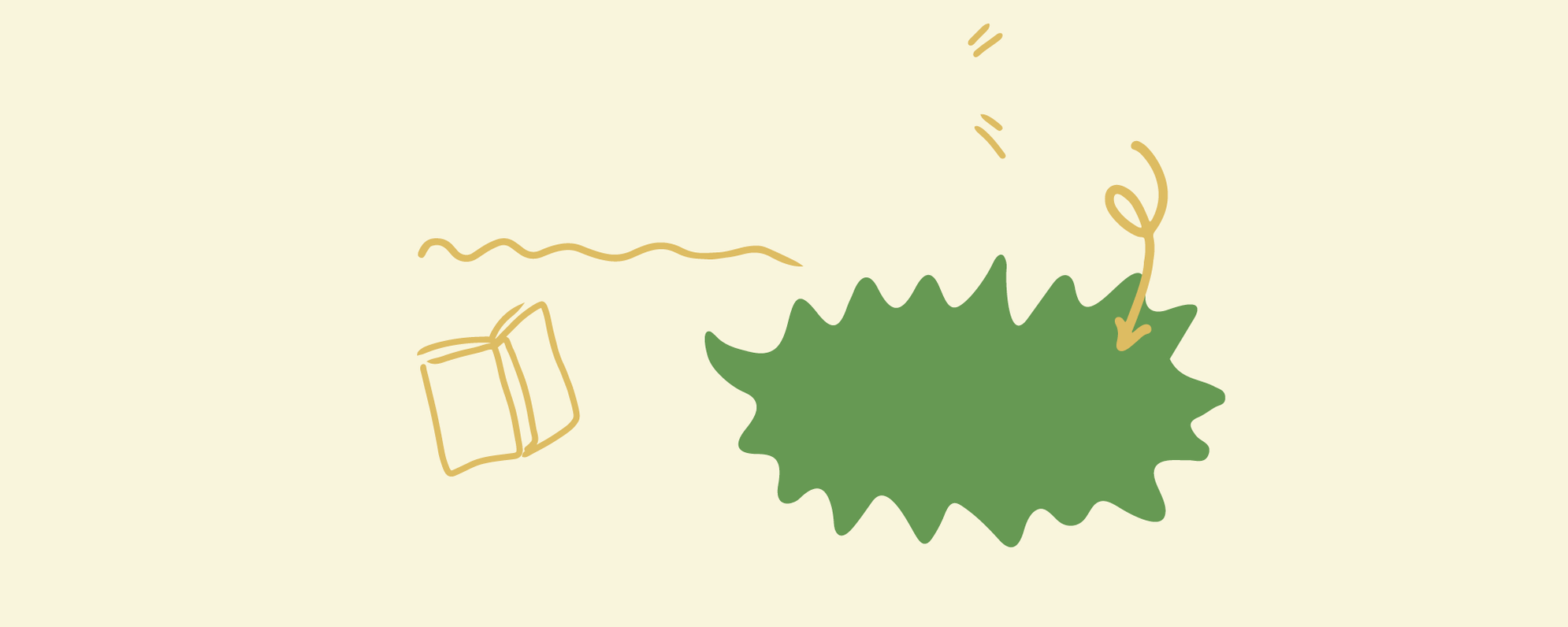 Cartoon book and spiky speech bubble.