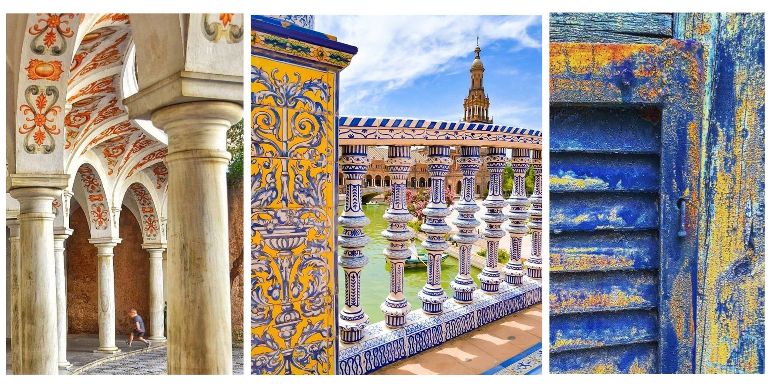 Close up photos of Seville's plaza de Espana