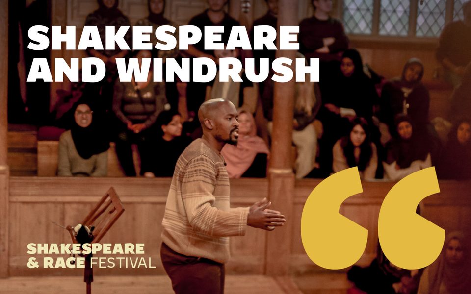 Shakespeare and Windrush. Shakespeare and race festival. Person speaking on stage